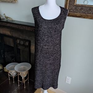 Garnet Hill Small Heathered Gray Knit Sleeveless Dress Side Slits Bohemian